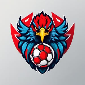 logo of a soccer ball and a red eagle as a mascot, Leonardo Style,oni style, illustration, minimalist