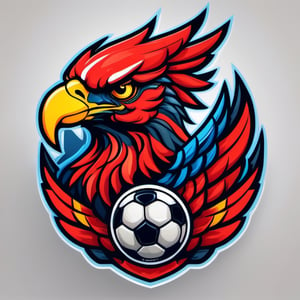 best quality, masterpiece, the logo of a soccer ball and a red eagle as a mascot, oni style,Leonardo Style
