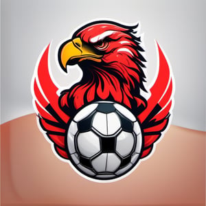 logo of a soccer ball and a red eagle as a mascot, Leonardo Style,oni style, illustration, minimalist