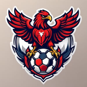 logo of a soccer ball and a red eagle as a mascot, Leonardo Style,oni style, illustration, 