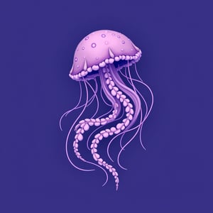 Purple, feminism, The logo could depict an elegant jellyfish intertwined with a wave in motion. The jellyfish, symbolizing resilience and protection, would have its tentacles merging into the flowing curves of a stylized wave, representing both the power of nature and renewal. The color palette could feature a blend of deep blue for the ocean and purple to signify the fight against sexual violence. This design would evoke fluidity, healing, and the gentle yet unstoppable strength of natural elements.