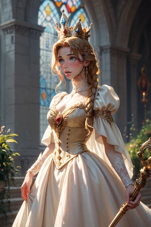 masterpiece, best quality, amazing quality, very aesthetic, depth of field, score_9, score_8, score_7, score_6

medieval queen, regal posture, long flowing gown adorned with gold embroidery, jeweled crown on her head, intricate braided hair, standing in a grand stone castle hall, soft natural lighting through stained glass windows, holding a royal scepter, powerful yet graceful expression, ultra-detailed, cinematic, 8k, masterpiece, historical realism, score_9, score_8_up, royal attire, elegant, majestic presence,fantasy,dress,landscapes,scifi,anime,portrait