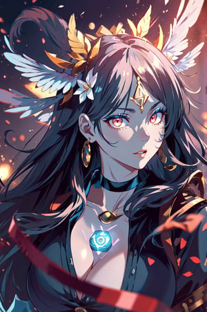 ((masterpiece,high quality:1.4)),(highres:1.2),1 young woman,(ultra detailed face:1.6),(large breast:1.4),full shot,fur,beautiful necklaces,plum blossoms,(glowing chakra symbols:1.4),magic,looking at viewer,beautiful background,(longhairstyle,colorful_hair:1.2),seductive,beautiful makeup,thick red lips,eyeliner,parted lips,walkure /(takt op./),dynamic pose,dynamic angle,unstrapped,glowing eyes,choker.