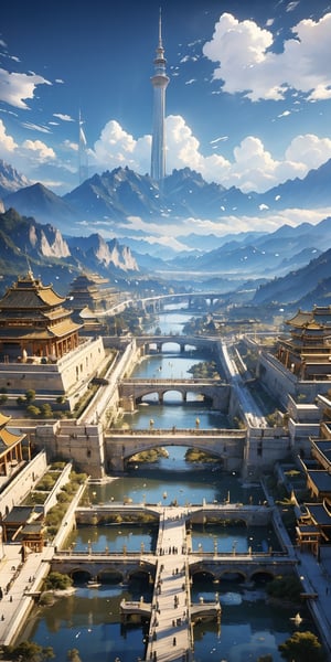 Gold series,The overall picture is in golden color,Magnificent, golden, the Forbidden City,Sense of technology,Golden Brilliance,royal temperament,masterpiece,best quality,8k,insane details,intricate details,hyperdetailed,hyper quality,high detail,ultra detailed,CG, VFX, SFX, Insanely detailed and intricate, Hyper maximalist, Volumetric, ultra photoreal, ultra-detailed, intricate details, Super detailed, Full color, Volumetric lighting, HDR, Realistic, Sharp focus--v testp, Cinematic, Unreal Engine, Cinematic Lighting, Hyper realistic, Photorealistic, Unreal Engine, 8K, 16K,trees,  the sky,clouds,long,Arial view,CLOUDS