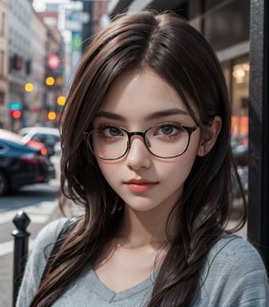 1girl, with glasses,