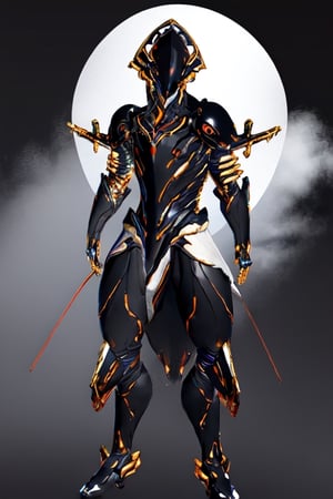 (masterpiece, best quality, high quality, absurd), (1boy, man, robot, humanoid, symmetry, alone, highly detailed design, good body), (thick neck, wide shoulders), (detailed helmet, detailed suit), ((dark background:1.4)), ((fog:1.4)), (full body, front view), Warframe