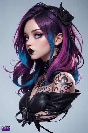 goth, black, vampire look, gothic girl, dark, shhh, eyeliner, tattoo, colorful hair, cinematic, jealous look, lighting, gothic maiden, side view, very nice pose, seductive posing, grunge, best quality, colorful, finely detailed beautiful eyes and detailed face, bust shot, model pose,
extremely detailed CG unity 8k wallpaper