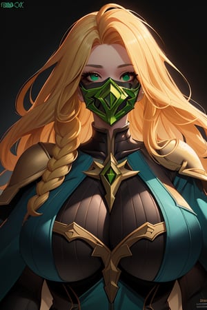 Dota 2 , 4k , HD , High Resolution , Heroic_pose   Portrait , Close-Up , Rubick-with-Mask , Masked , Huge-Boobs , blond_hair, big_Curves , Chubby_cheeks