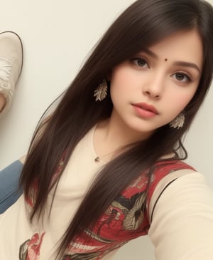 (Realistic 4k) (super realistic) 24yo indian girl Perfect four head ,(rounded sprinkle Eyes) (browneyes ) ( nose shape include short straight,  snub,) (baby pink heart bow lips, )(rough soft skin) , (thik soft cheeks) (wide square round shape face) , (natural beauty),( dark black hair) , (looking at down )  (perfect body shape) ( midium hips) (midium breast)  ( platinum shining chain)(standing in green  park ) (8k background) (8k realistic) ( casual red tshirt+black pant+ casual shoes) {midium length}) 
 (Hand on hairs) (platinum shining breslet) (rounded circular very thin black frame eye glasses) (mobile in hand)