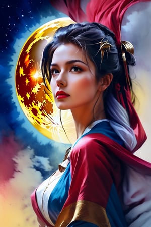 Daughter of the Moon, digital painting,
Style by Gabriele Dell'otto, AI Midjourney, bright saturated colors, watercolor, oil paints,