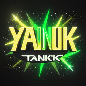 Text that reads (("VANNLINK")) in yellow, black,metallic,white, green, neon, sparkles,smoke,planet
