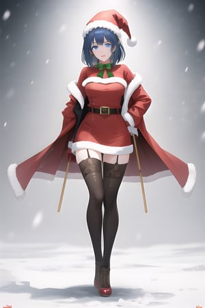 red Santa Claus costume, big waist, big thighs, medium chest, horrible lips, extremely sexy, Santa's helper costume, green costume with red details, long thigh-high stockings, fluffy coat, coat big Santa hat, background of a huge square, snow, giant Christmas tree

1girl, (singing, holding microphone), headphones,  bare shoulders, skindentation

atmospheric scene, masterpiece, best quality (detailed face, detailed skin texture, ultra detailed body), (cinematic light: 1.1), r0seb7rne-smf, extremely detailed CG, unity 8k wallpaper, ultra detailed, highly detailed | High resolution, best quality, extremely detailed, horror style, area lighting, hourglass figure, HD, 8k,(full body), short hair,aaharuna,1 girl, blue hair, blue eyes