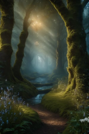 (wallpaper:1.2) ,best quality Ultra-detailed image of Enchanted forest in renaissance style, 🧚‍♀️, fairytale, fairies, detailed, dark magic, playful, realistic, mystical,Leonardo Style,Movie Still