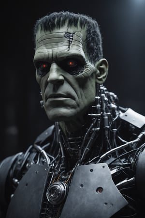 best quaity, cinematic, ultra realistiс new frankenstein cyborg-monster, (cybernetic:1.3), dark shot,cyborg style,Movie Still