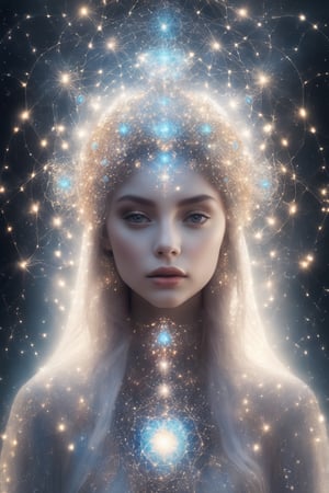 divine woman, celestial goddess, cinematic photo of an ethereal neural network organism