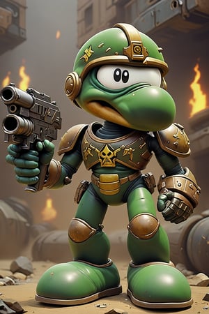 clmnt wearing a doomguy armor. clemente character 