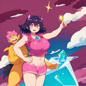 masterpiece, steven universe, big bust, crystal gems, rebecca sugar art, (pink t-shirt)
