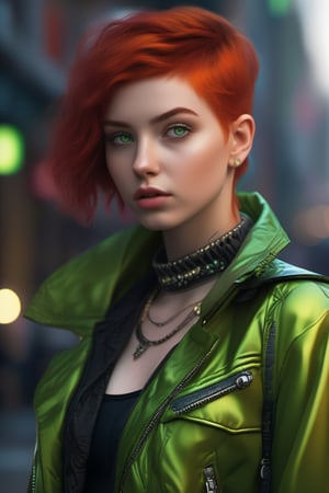 A punk goth teenager girl with slightly pale skin,bright green eyes, highly detailed eyes , short red hair , She wearing sexy clothes ,suductive style , intricate artwork masterpiece, joyfull, matte painting movie poster, golden ratio intricate, epic, trending on artstation, highly detailed, vibrant, production cinematic character render, ultra high quality model