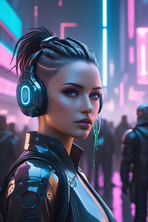  Protest against Artificial Intelligence in a morning Cyberpunk style scene, with ultra realistic features.

Prompt 2: A vivid morning scene unfolds as protesters gather, united in their opposition to Artificial Intelligence in a Cyberpunk-style universe, rendered with incredible realism