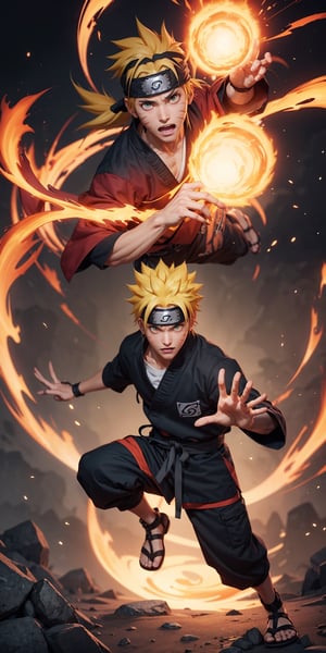 Imagine a breathtaking image featuring Naruto Uzumaki in his iconic outfit with yellow hair, red eyes, and a ninja headband. Visualize him using fireball magic against a meticulously detailed background. Request a 32k HD high-quality image that captures every intricate detail, ensuring perfection in his face, eyes, hands, fingers, legs, footwear, and outfit. Aim for a visual masterpiece that showcases the essence of Naruto in an extraordinary and highly detailed composition.,n4rut0,Estelle_Bright_Kiseki,perfect,Naruto uzumaki ,facial mark, high detailed perfect hands and fingers, 
