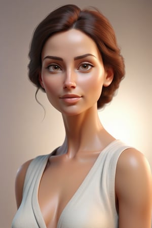 A serene woman with radiant skin, looking confidently at the camera. 3d render
