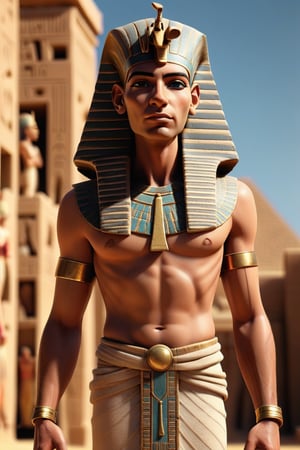 A handsom ancient egyption man standing,  3d render