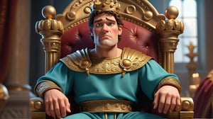 a whimsical 3D render of a **handsome ancient Roman king**, regally seated upon a **lavish throne**. His expression, a delightful blend of surprise and curiosity, adds an air of mystery to the scene. The **Pixar-style magic** infuses life into this moment, as if we've stumbled upon a hidden chapter of history. Behold, the king who defies time! 🎨👑🏛️