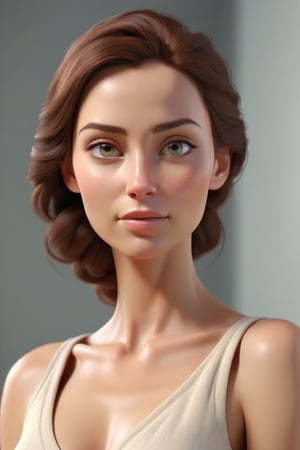 A serene woman with radiant skin, looking confidently at the camera. 3d render