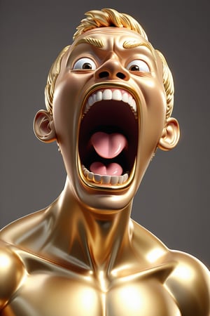 Golden fredy pose with wide open mouth, 3d render, 32k , hd