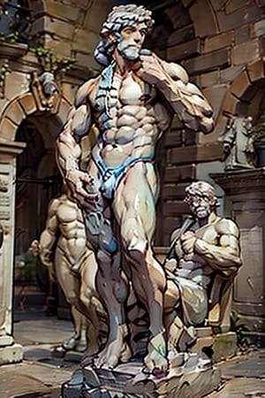 A statue of an adonis Olympian man.,man,stone_statue