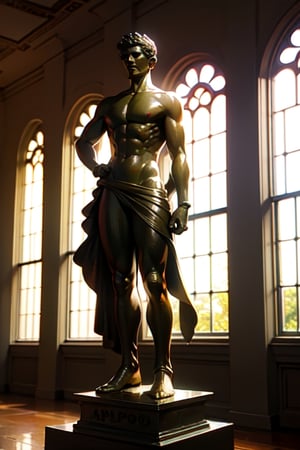 Statue of Apolo standing as a hero.