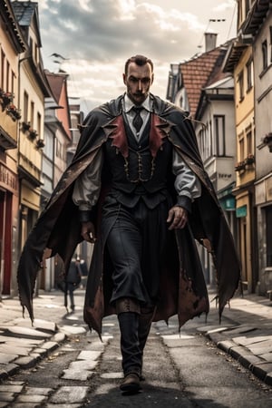 Lord Dracula walking at the streets of Transylvania. ,4rmorbre4k