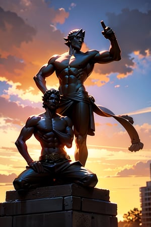 Statue of Apolo standing on a fight pose