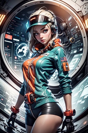 3DMM,High detailed ,(4k), (masterpiece), (best quality), (realistic), (cinematic lighting), (epic), beautiful girl, solo, space fighter pilot in spacecraft cockpit in mega-detail suit, she had a cyber glove and rejoined the sophisticated hyper control panel with the fingers, bubbles in the air, Buttons and levers, Cyberpunk Visor, High-tech graphics throughout the outfit, Best quality at best, ​masterpiece, sexy poses, perfect body figure Mecha,Science fiction,3D MODEL