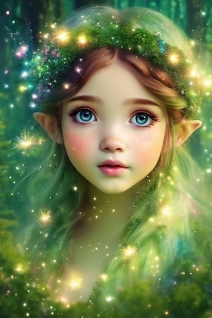 forest fairy, dust sparks, beautiful, cute, spring, artwork, digital art, illustration, colorful harmonic, artistic