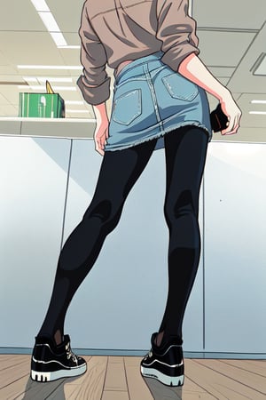 An illustration of an Office Lady wearing converse shoes facing away.