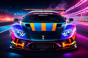  (masterpiece, best quality, ultra-detailed, 8K), race car, street racing-inspired,Drifting inspired, LED, ((Twin headlights)), (((Bright neon color racing stripes))), (Black racing wheels), Wheelspin showing motion, Show car in motion, Burnout,  wide body kit, modified car,  racing livery, masterpiece, best quality, realistic, ultra highres, (((depth of field))), (full dual colour neon lights:1.2), (hard dual color lighting:1.4), (detailed background), (masterpiece:1.2), (ultra detailed), (best quality), intricate, comprehensive cinematic, magical photography, (gradients), glossy, Night with galaxy sky, Fast action style, fire out of tail pipes, Sideways drifting in to a turn, Neon galaxy metalic paint with race stripes, GTR Nismo, NSX, Porsche, Lamborghini, Ferrari, Bugatti, Ariel Atom, BMW, Audi, Mazda, Toyota supra, Lamborghini Aventador,  aesthetic,intricate, realistic,cinematic lighting, Neon Paint, streaks of fire,c_car,more detail XL,mecha,Concept Cars,DonMPl4sm4T3chXL ,Sexy,vaporwave style