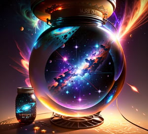 mdjrny-v4 style a universe stars, space inside of a mason jar, an intricate and hyperdetailed digital artwork by Ismail Inceoglu, Huang Guangjian, and Dan Witz Cyril Rolando Jim Burns Kelly Freas