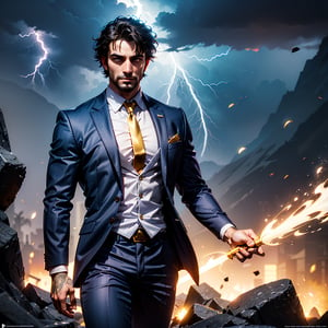 A fantastic painting of a man in a suit, by Greg Rutkowski and Alphonse Mucha. Trending on Artstation, 8k HD wallpaperj GTA 5 cover, official media, beautiful, very beautiful, detailed, high quality, wallpaper 4K, epic, trending on artstation and behance, dynamic lightning, intricate details, energetic composition, golden ratio, concept ,Color Booster