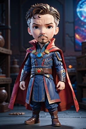 Highly detailed 3D models of man in a Doctor Strange suit, brown-hair, tiny, tiny, chibi style, whole body, Sharp focus, 8K wallpaper, Masterpiece,chibi,Chibi Style