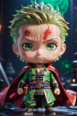 Highly detailed 3D models of Zoro in a Doctor Strange suit, brown-hair, tiny, tiny, chibi style, whole body, Sharp focus, 8K wallpaper, Masterpiece,chibi,Chibi Style