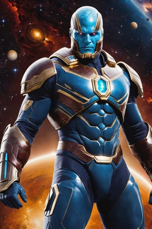 Nebula Titan, a muscular cosmic warrior, combines the strength of a titan with the advanced technology of a space explorer. Adorned in a futuristic suit with celestial patterns, Nebula Titan wields a colossal energy hammer, smashing through enemies in the vast expanse of the galaxy.
