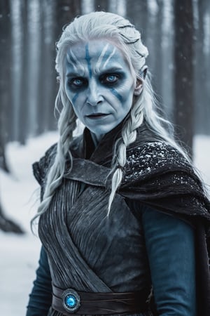 Nightsister White Walker fuses the mystical powers of Nightsisters from Star Wars with the icy menace of White Walkers from Game of Thrones. Cloaked in dark Nightsister attire, this hybrid wields both dark magic and the chilling touch of winter to strike fear into their enemies.