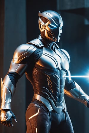Quantum Revenant, a formidable figure with sculpted muscles, merges the essence of a spectral warrior with advanced quantum technology. Cloaked in a futuristic suit adorned with spectral energy, Quantum Revenant wields a plasma-infused sword, cutting through the fabric of reality to defend against otherworldly threats.