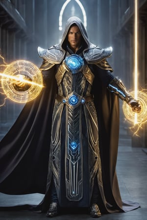 Techno Sorcerer, a physically imposing hero, combines the arcane arts with cybernetic enhancements. Adorned in a futuristic robe interwoven with circuits, Techno Sorcerer channels mystical energies through bionic enhancements, wielding a staff that merges magic and advanced technology to protect the futuristic realms.