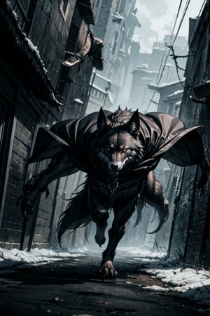 A figure appeared from a dimly lit alley wearing a black winter cape and a wolf's head hood. Their movements were graceful, and they radiated an aura of strength and danger. They seemed like a guardian of secrets, a sentinel of the night who had forged an unbreakable bond with the wild and untamed.