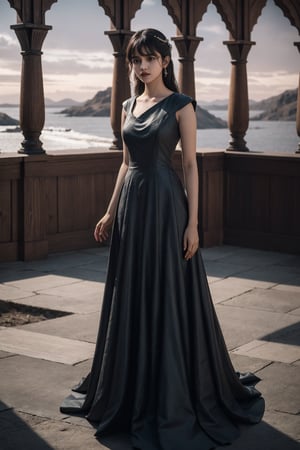 Full body, a Indian model Shirley setia as a game of thrones character ,  detailed face,   clear face,  Portrait, cinematic shot of game of thrones,  game of thrones dress, dragons in the background 