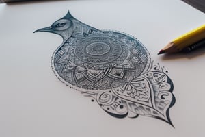 a close up of a drawing of a bird with a pen, arabic calligraphy, caligraphy, arabian calligraphy, ink artwork, artistic drawing, elaborate ink illustration, ink art, caligrafiturism style, 3 d design for tattoo, expressive linework, intricate ink illustration, intricate 3 d illustration, concept tattoo design, calligraphy, designer pencil 3d sketch, paper drawing