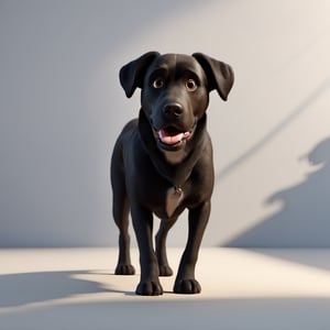 3d style, 3D render, dog, big dog, shadow, walking