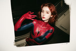 1girl,:>,(loli,13 years old),insanely detailed, (red_hair), japanese idol,breasts, medium breasts,
Spiderman,large area Chest Spider-Man logo tattoo,Perfect body,
sexy lingerie with Spiderman prints,lips, (short_hair:1.2), pink_nails, red_nails, building, solo, new york,spider suit,camel toe,spider web print,spider web wasp waist, sleeveless,